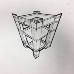 3 Point Perspective Drawing Hand Drawn Sketch