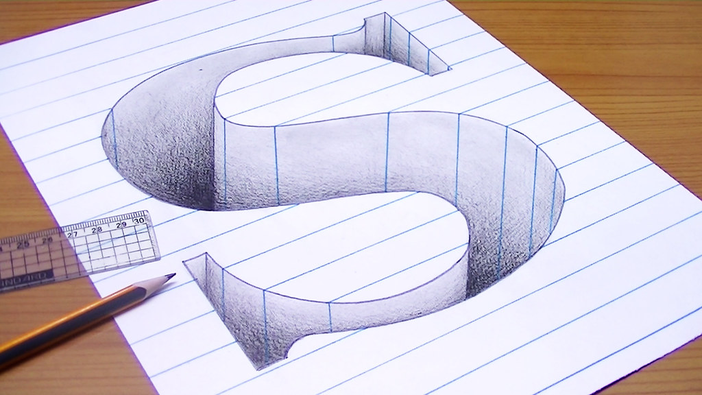 3D Letter S Drawing Picture