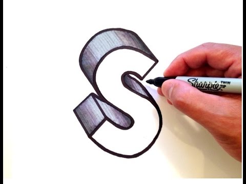 3D Letter S Drawing Realistic Sketch