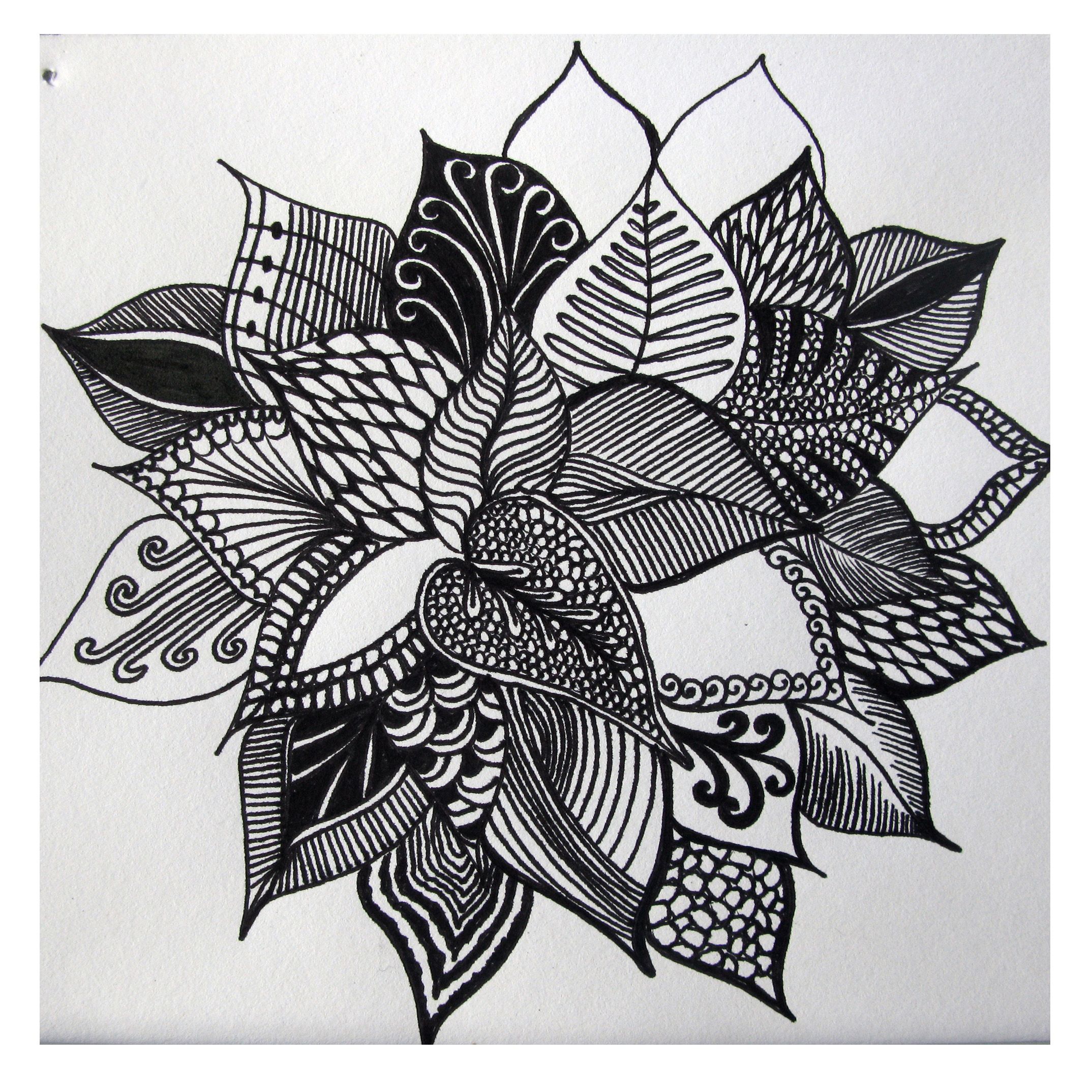 Abstract Flower Drawing Hand drawn Sketch