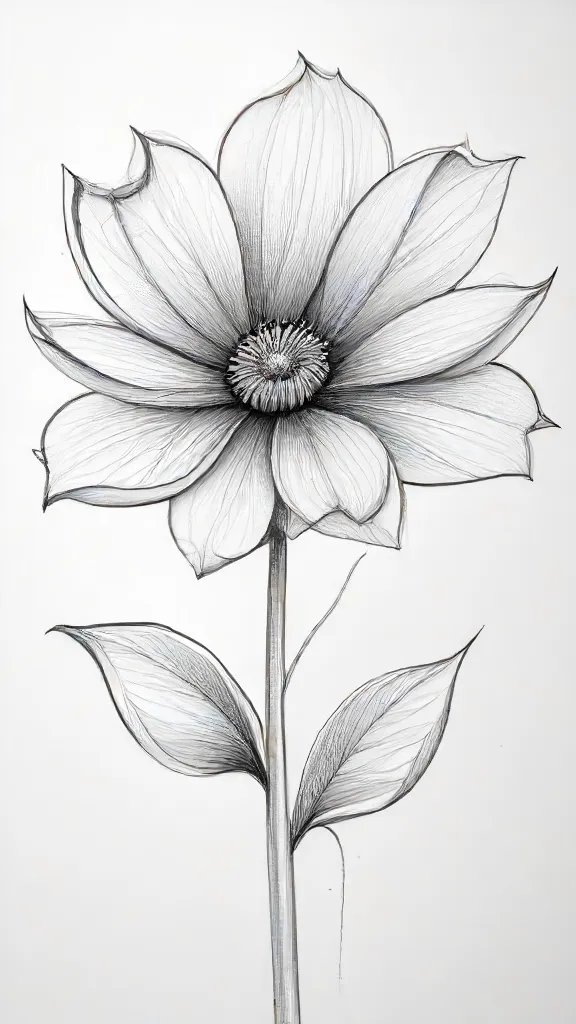 Abstract Flower Drawing Sketch Photo