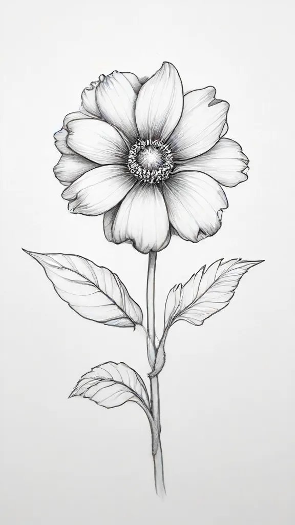 Aesthetic Flower Drawing Art Sketch Image