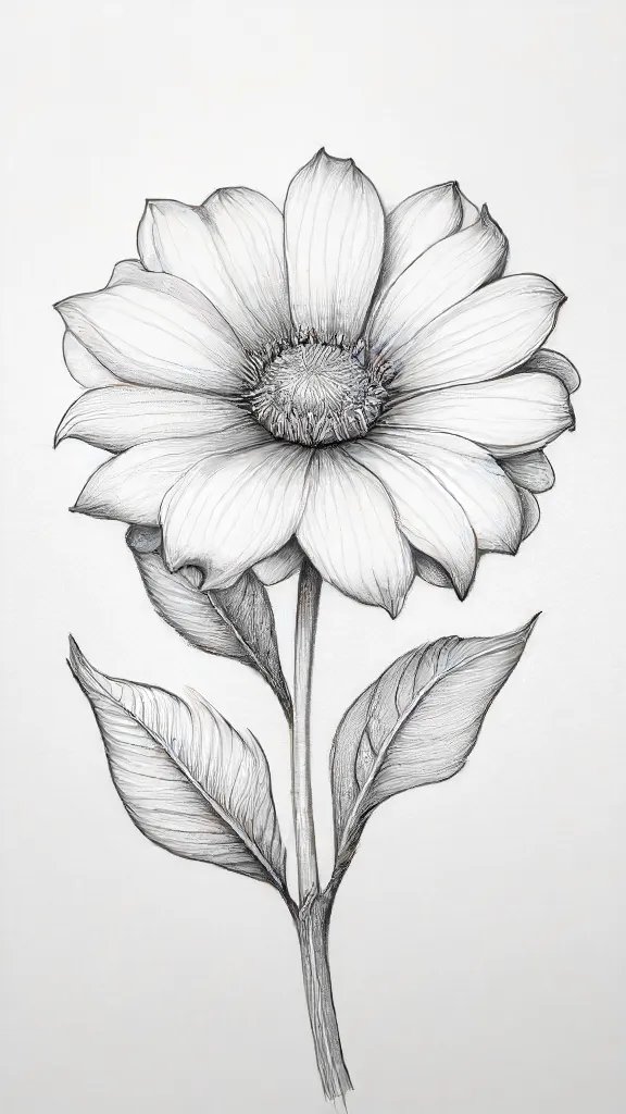 Aesthetic Flower Drawing Sketch Image