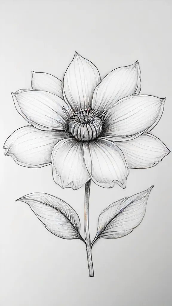 Aesthetic Flower Drawing Sketch Photo