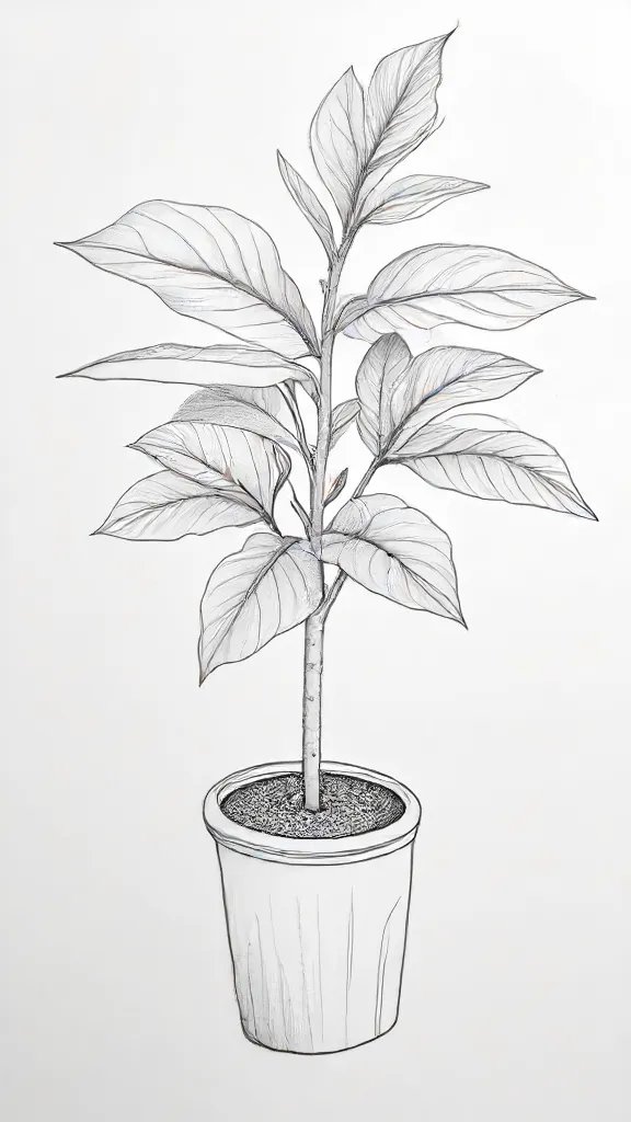 Aesthetic Plant Drawing Sketch Image