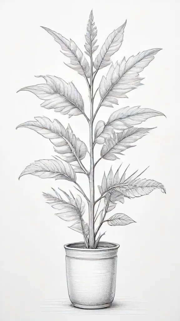 Aesthetic Plant Drawing Sketch Picture