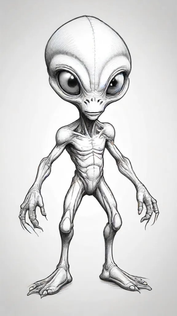 Alien Cartoon Drawing Easy Sketch