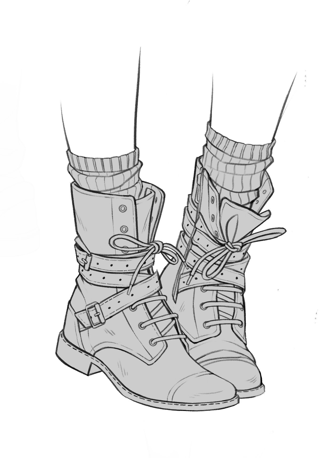 Anime Shoes Drawing Artistic Sketching