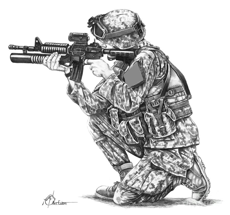 Army Drawing Modern Sketch
