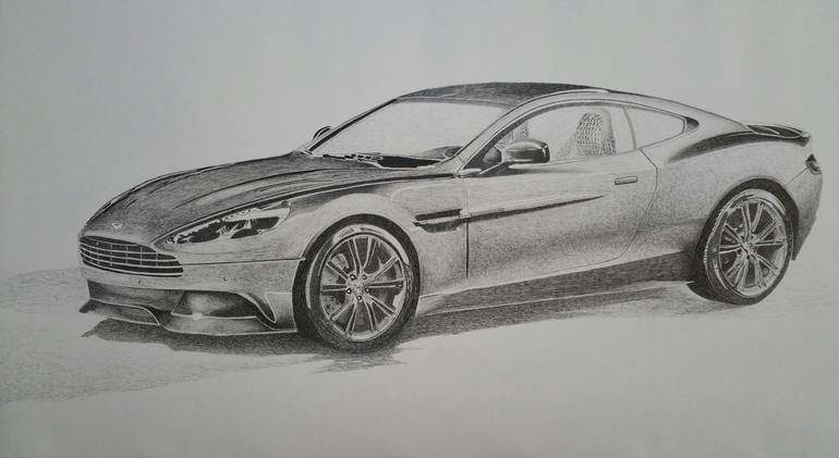 Aston Martin Drawing Detailed Sketch