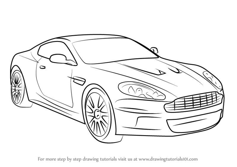 Aston Martin Drawing Realistic Sketch