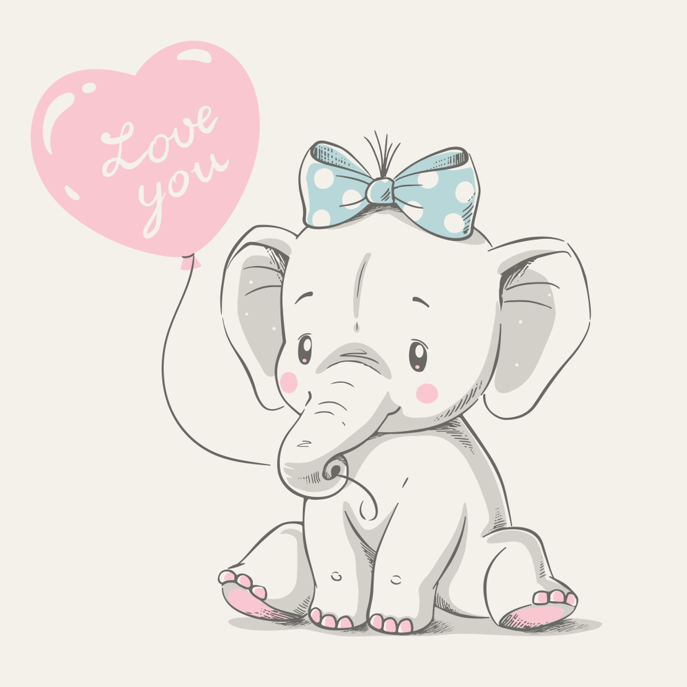 Baby Elephant Drawing Photo