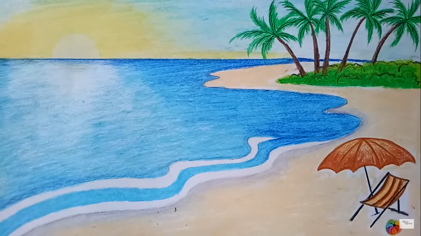 Beach Drawing Intricate Artwork