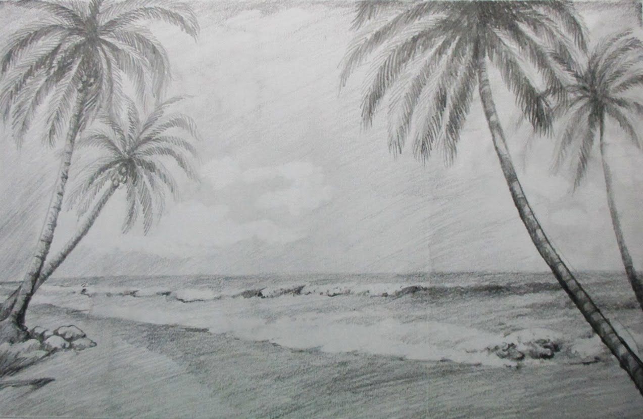 Beach Drawing Modern Sketch
