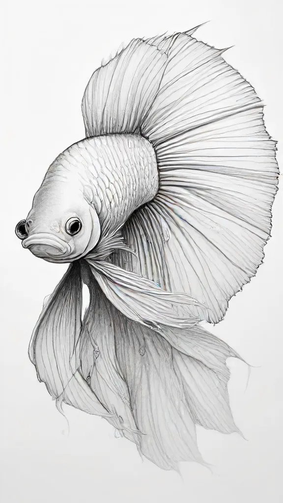 Betta Fish Drawing Art Sketch Image