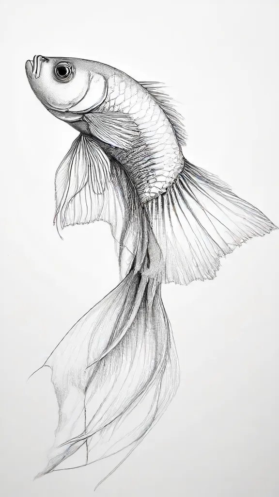 Betta Fish Drawing Sketch Image