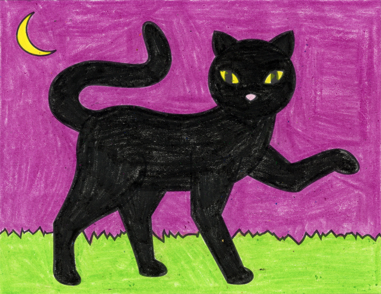 Black Cat Drawing Artistic Sketching