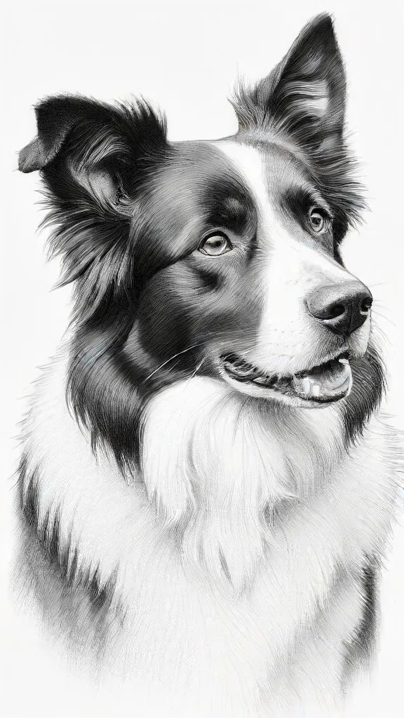 Border Collie Drawing Sketch Image
