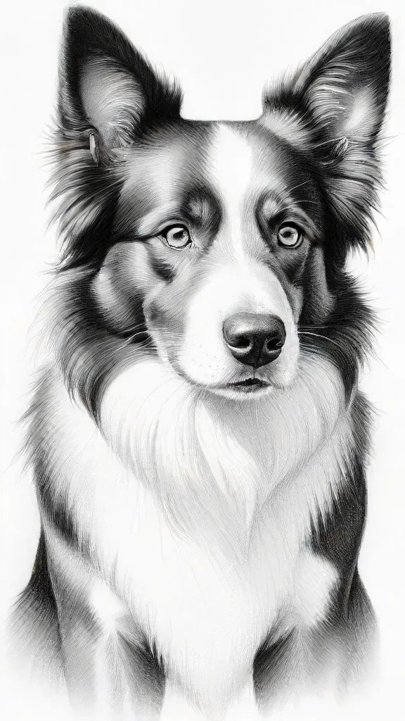 Border Collie Drawing Sketch Picture