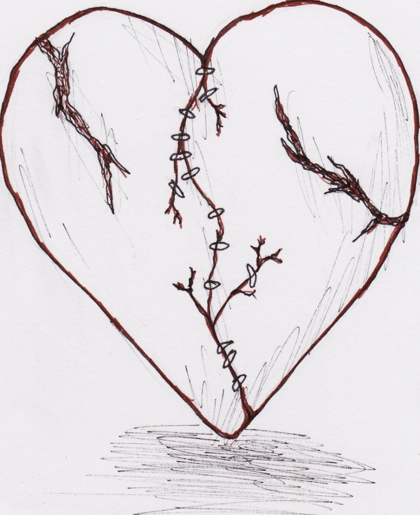 Broken Heart Drawing Hand Drawn
