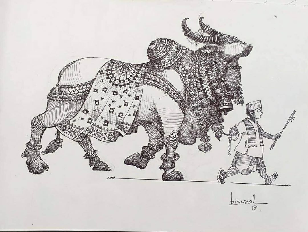 Bull Drawing Sketch