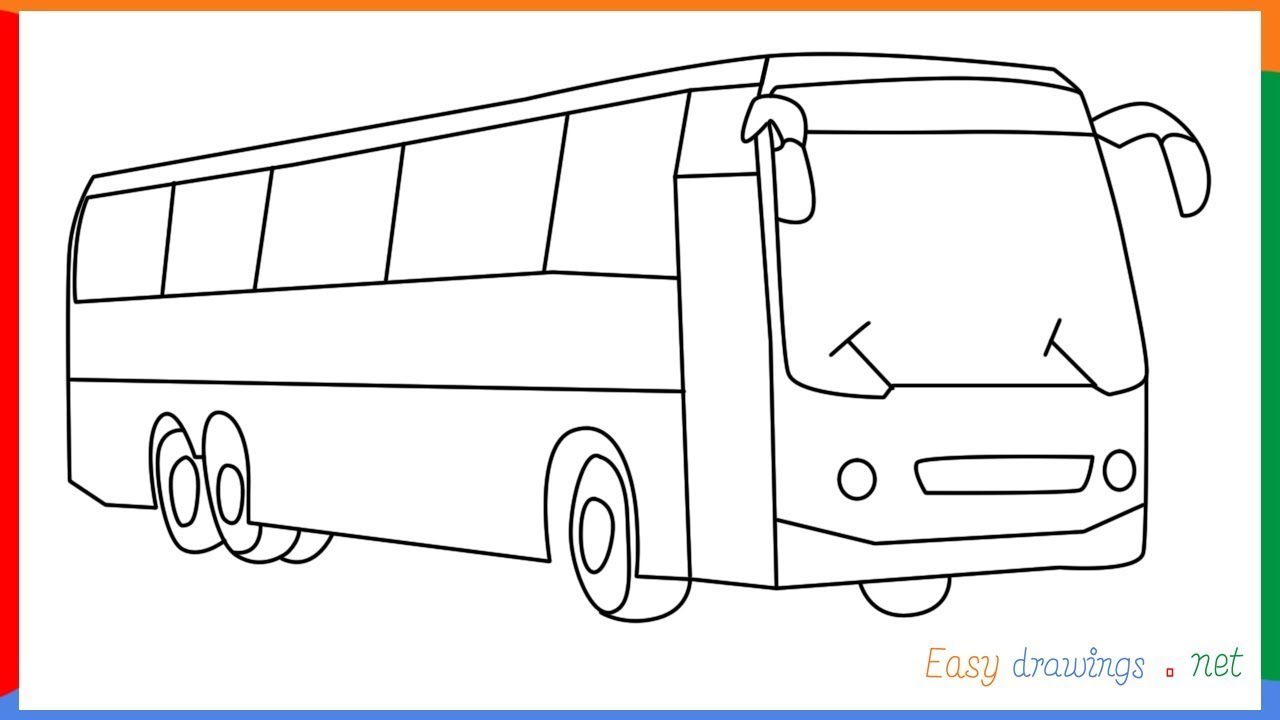 Bus Drawing Detailed Sketch