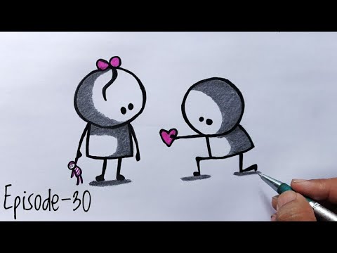 Cartoon Couple Drawing Intricate Artwork