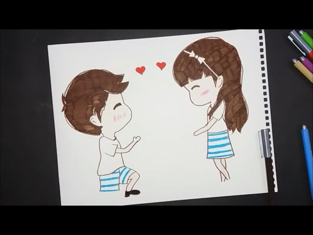 Cartoon Couple Drawing Realistic Sketch
