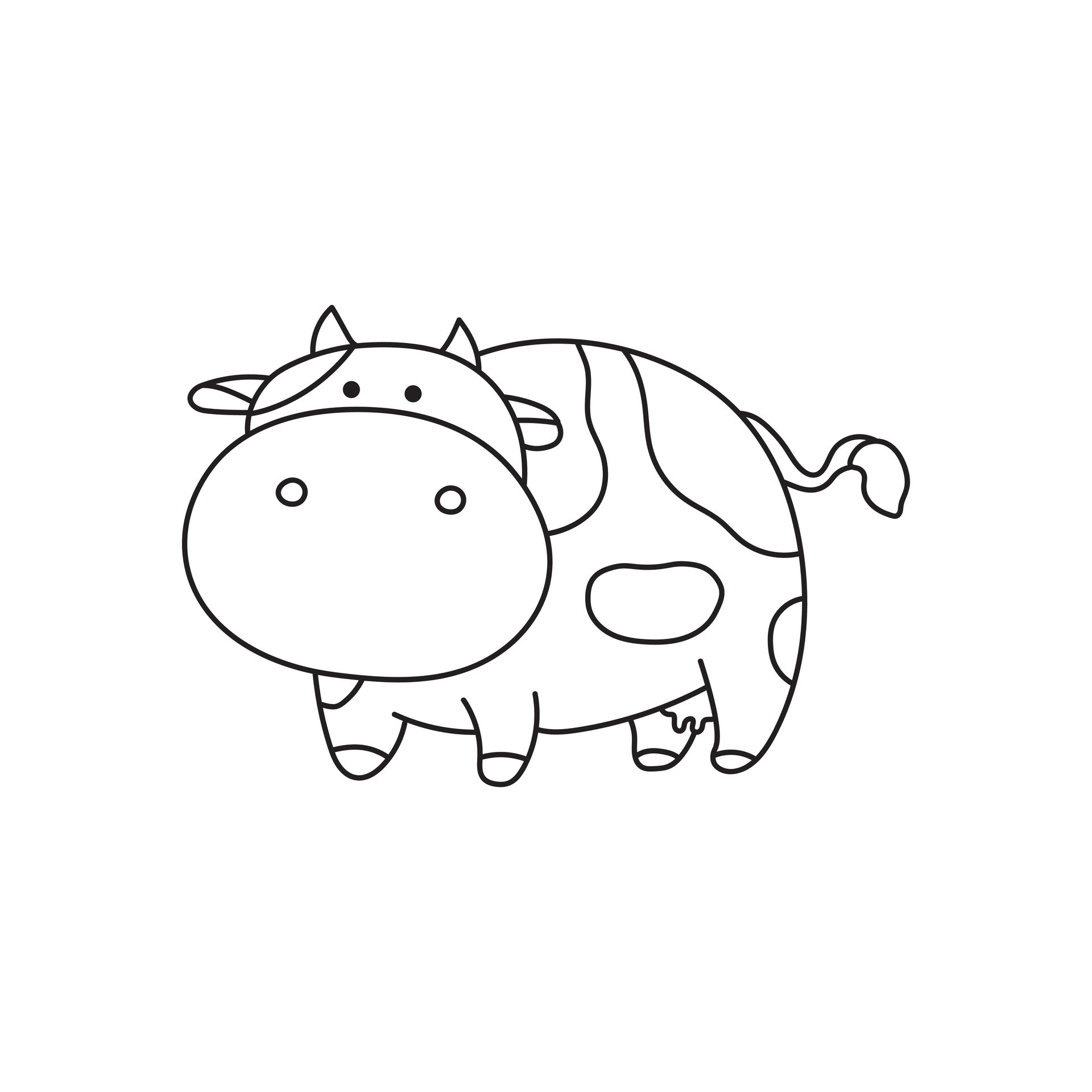 Cartoon Cow Drawing Detailed Sketch
