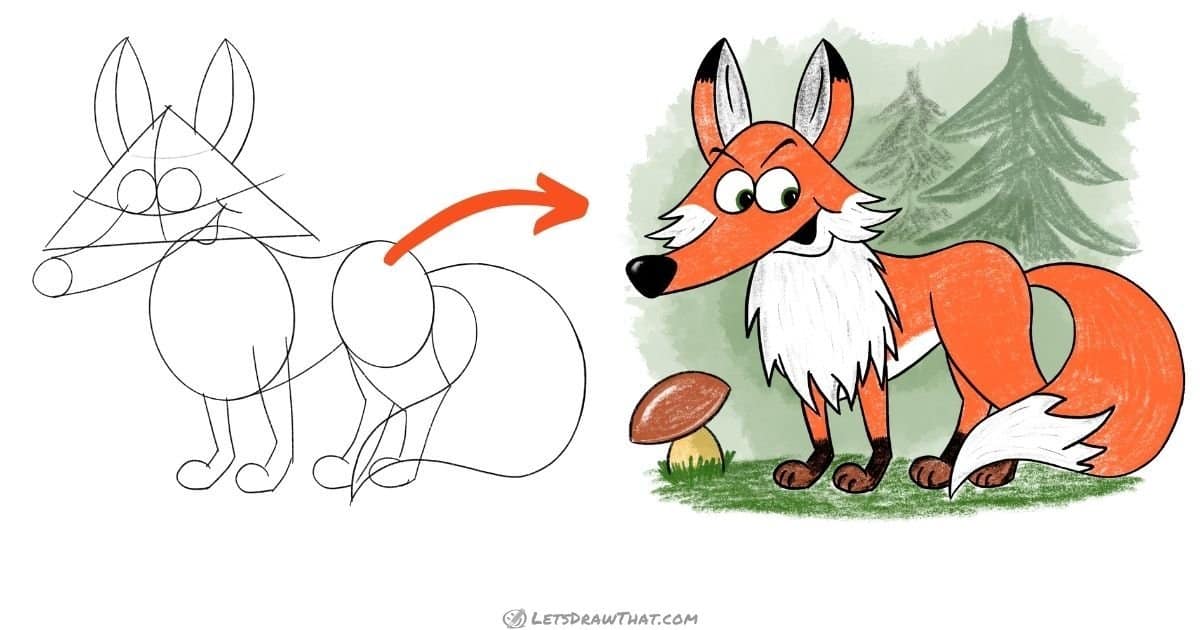 Cartoon Fox Drawing Modern Sketch
