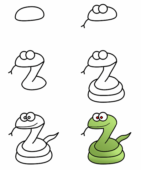 Cartoon Snake Drawing Realistic Sketch
