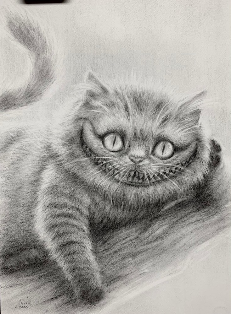 Cheshire Cat Drawing Intricate Artwork