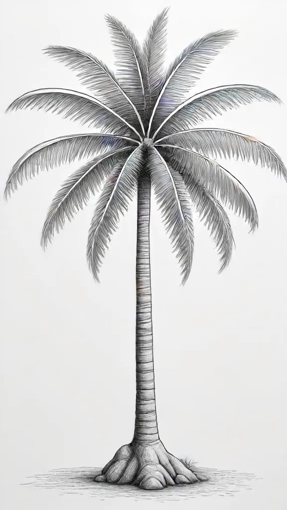 Coconut Tree Drawing Art Sketch Image
