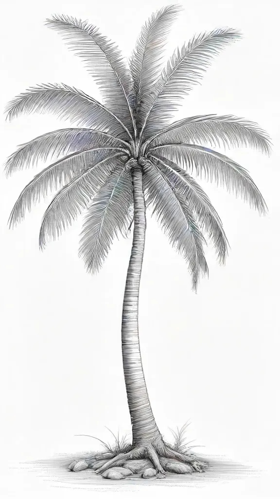 Coconut Tree Drawing Sketch Image