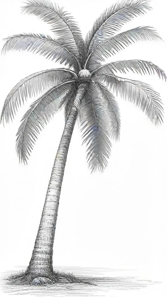 Coconut Tree Drawing Sketch Photo