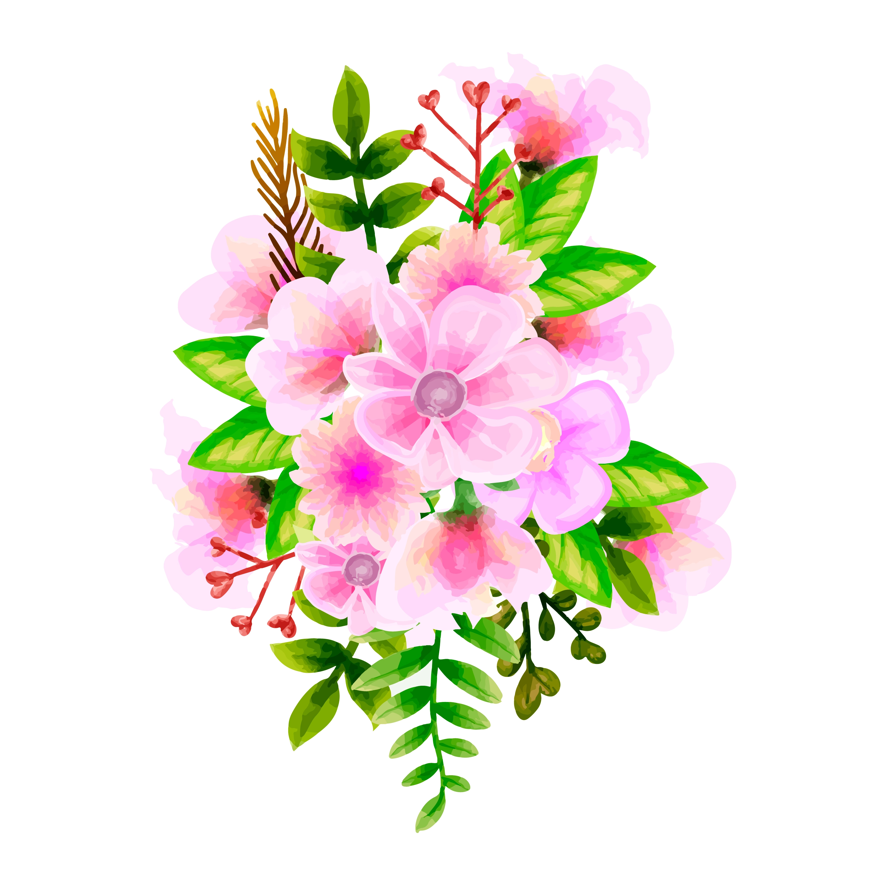 Colorful Flowers Drawing Professional Artwork