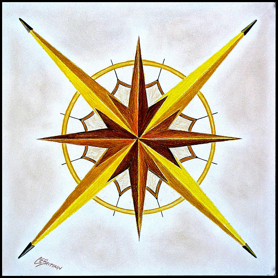 Compass Rose Drawing Hand Drawn Sketch