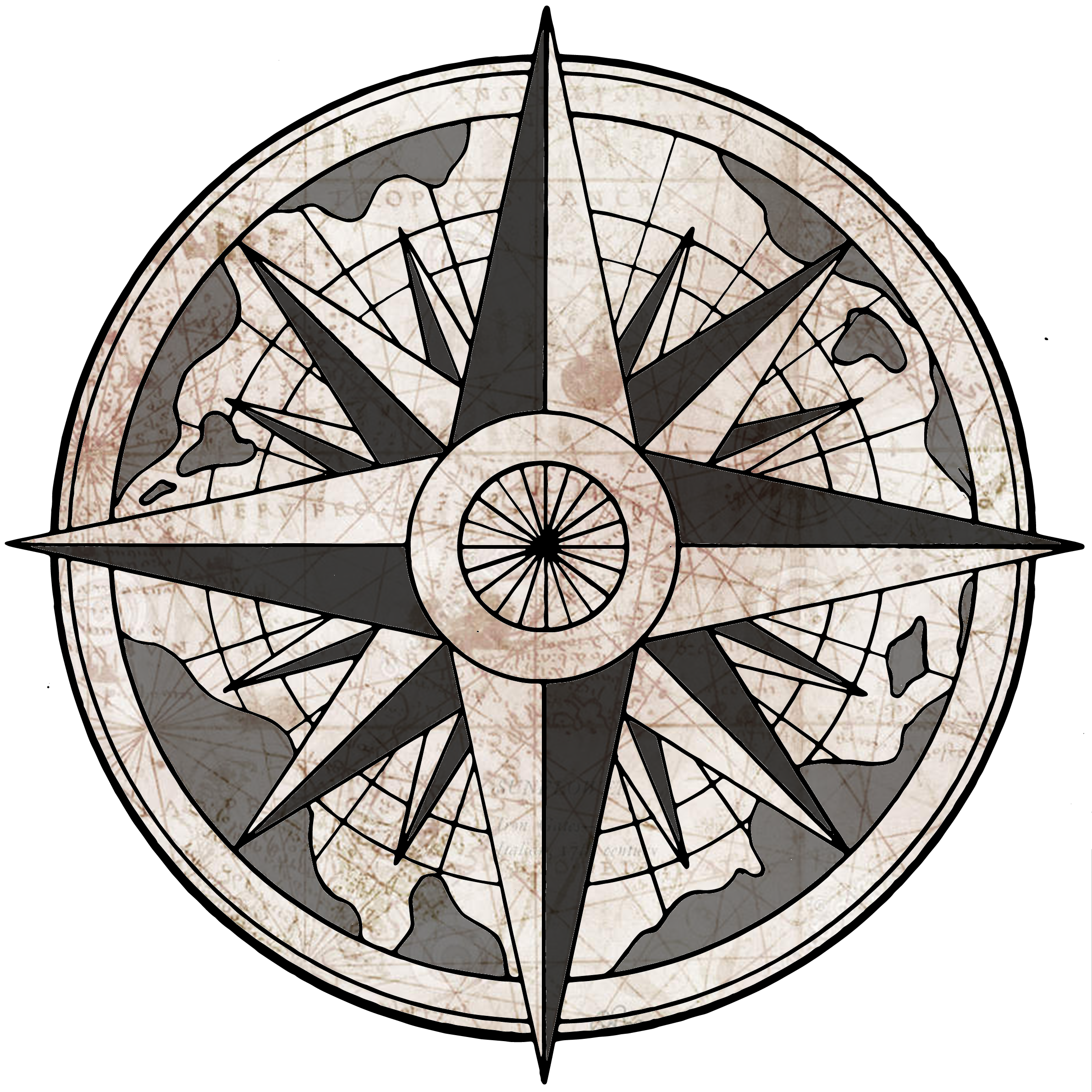 Compass Rose Drawing Intricate Artwork