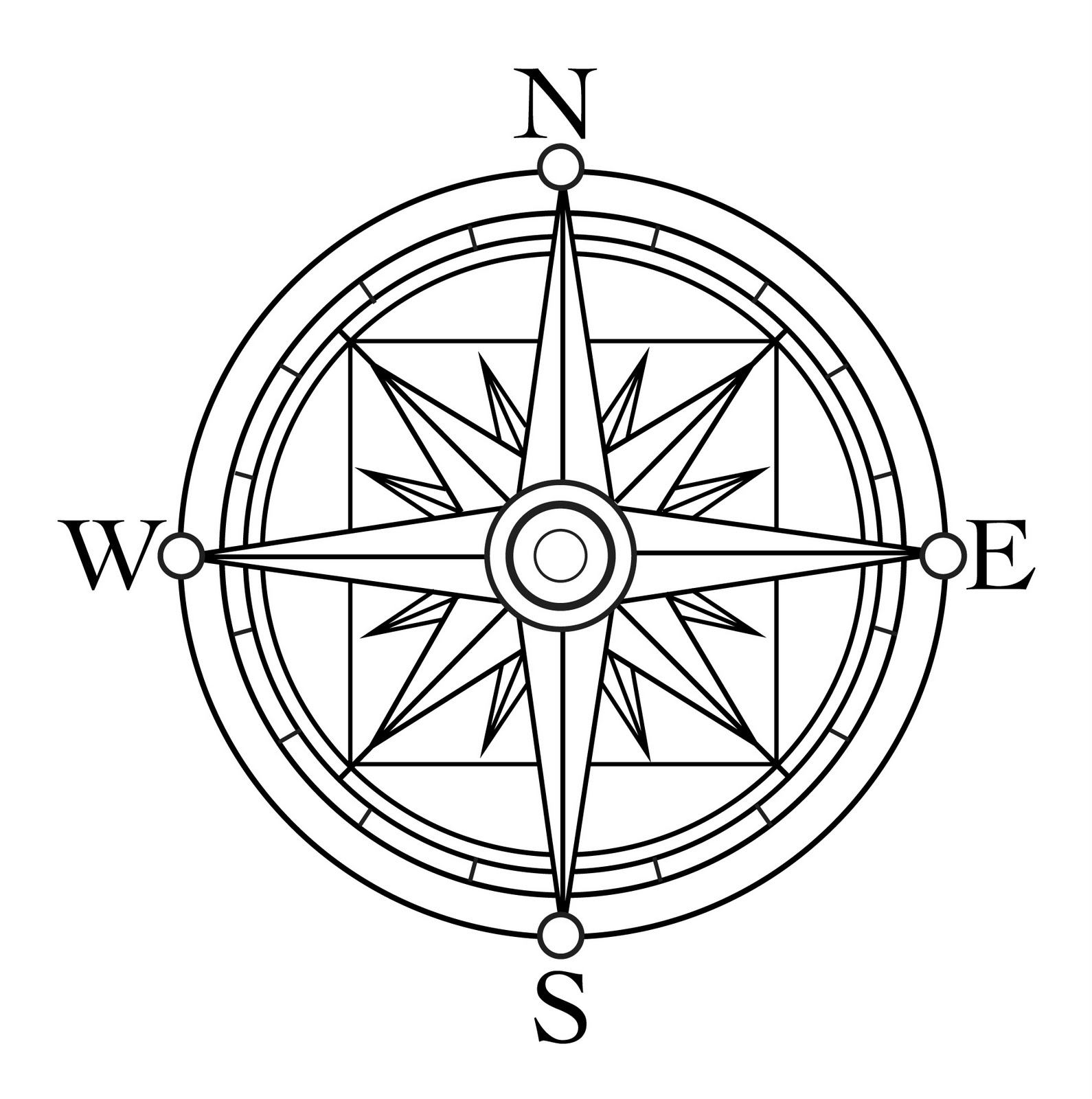 Compass Rose Drawing Realistic Sketch