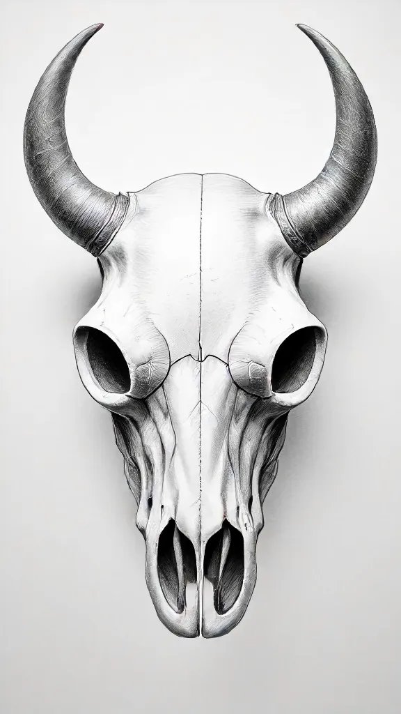Cow Skull Drawing Sketch Image