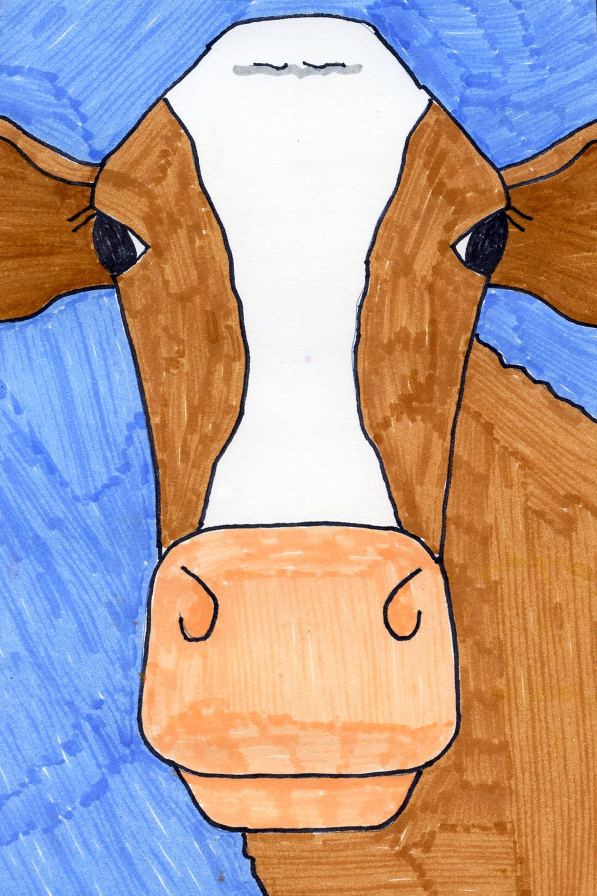 Cows Face Drawing Intricate Artwork