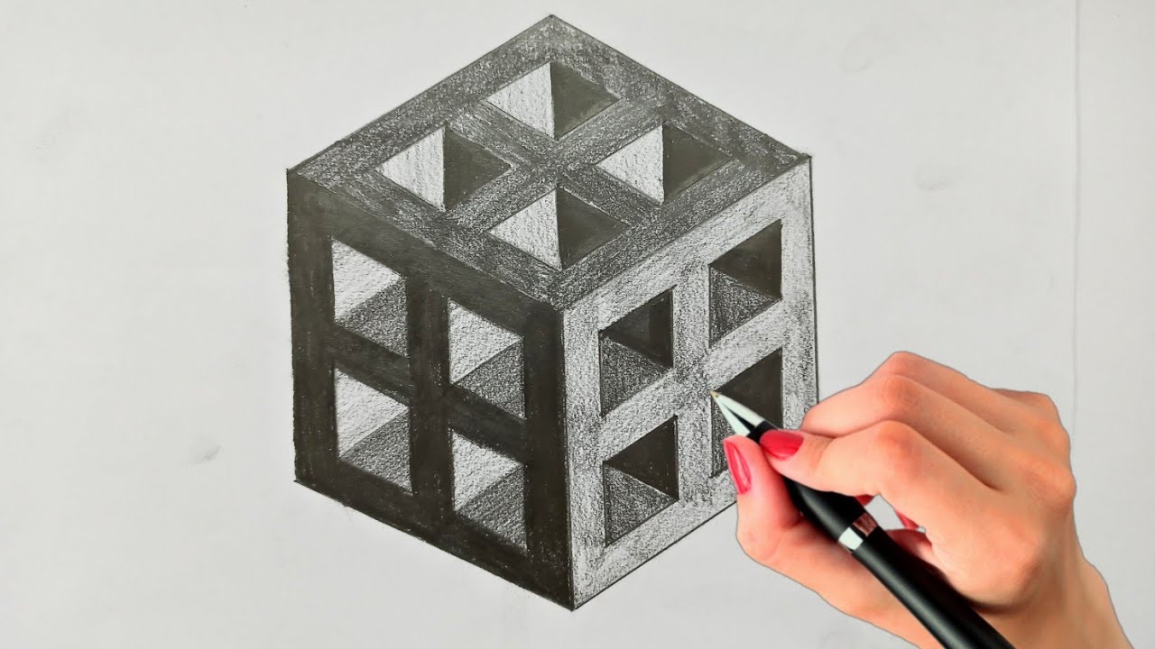 Cube Drawing Intricate Artwork