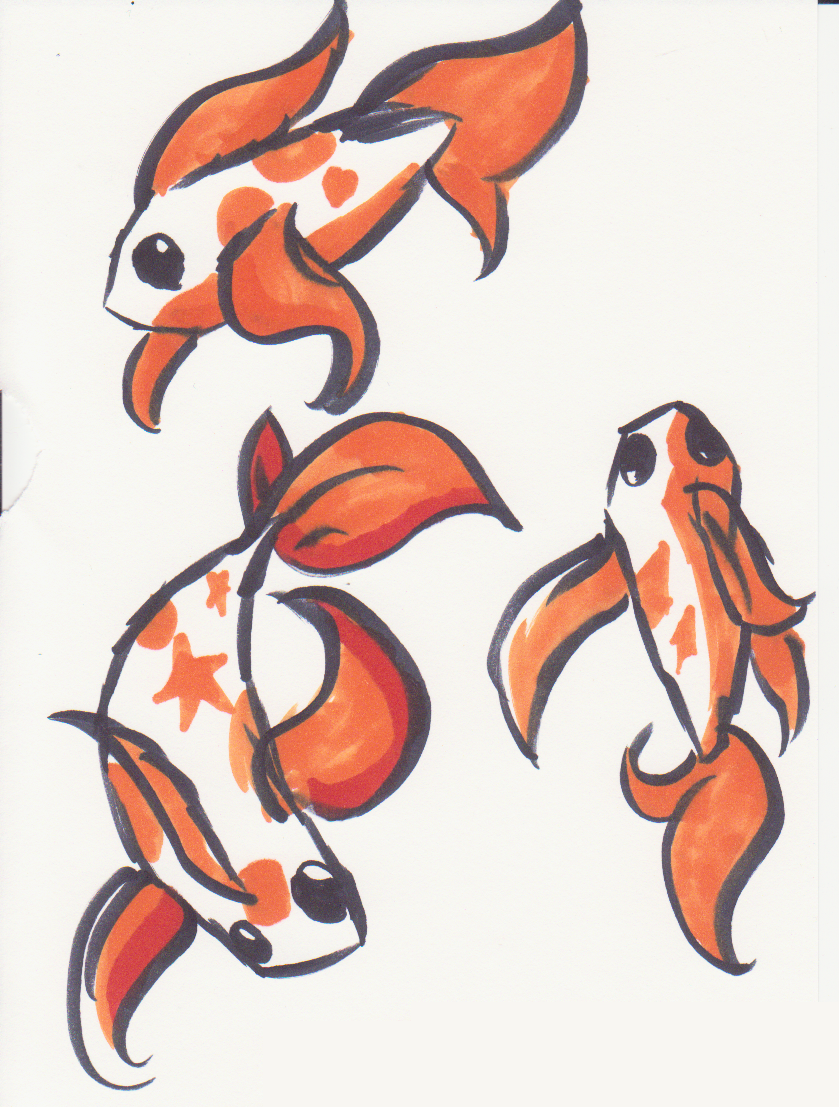 Cute Fish Drawing Detailed Sketch