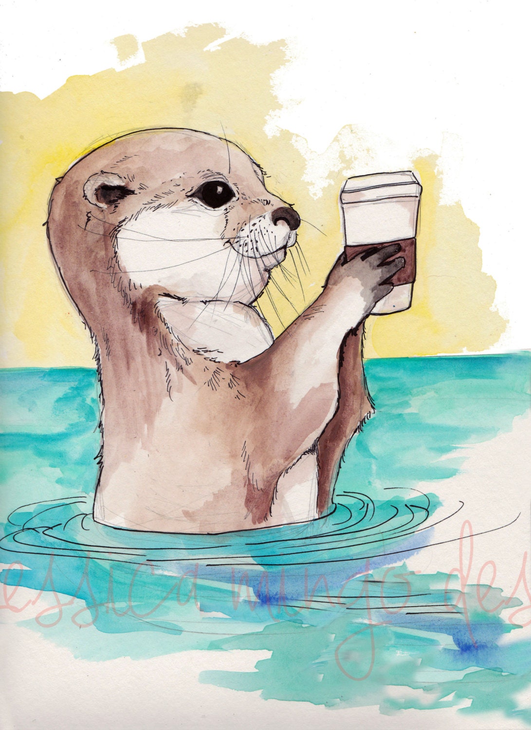Cute Otter Drawing Creative Style
