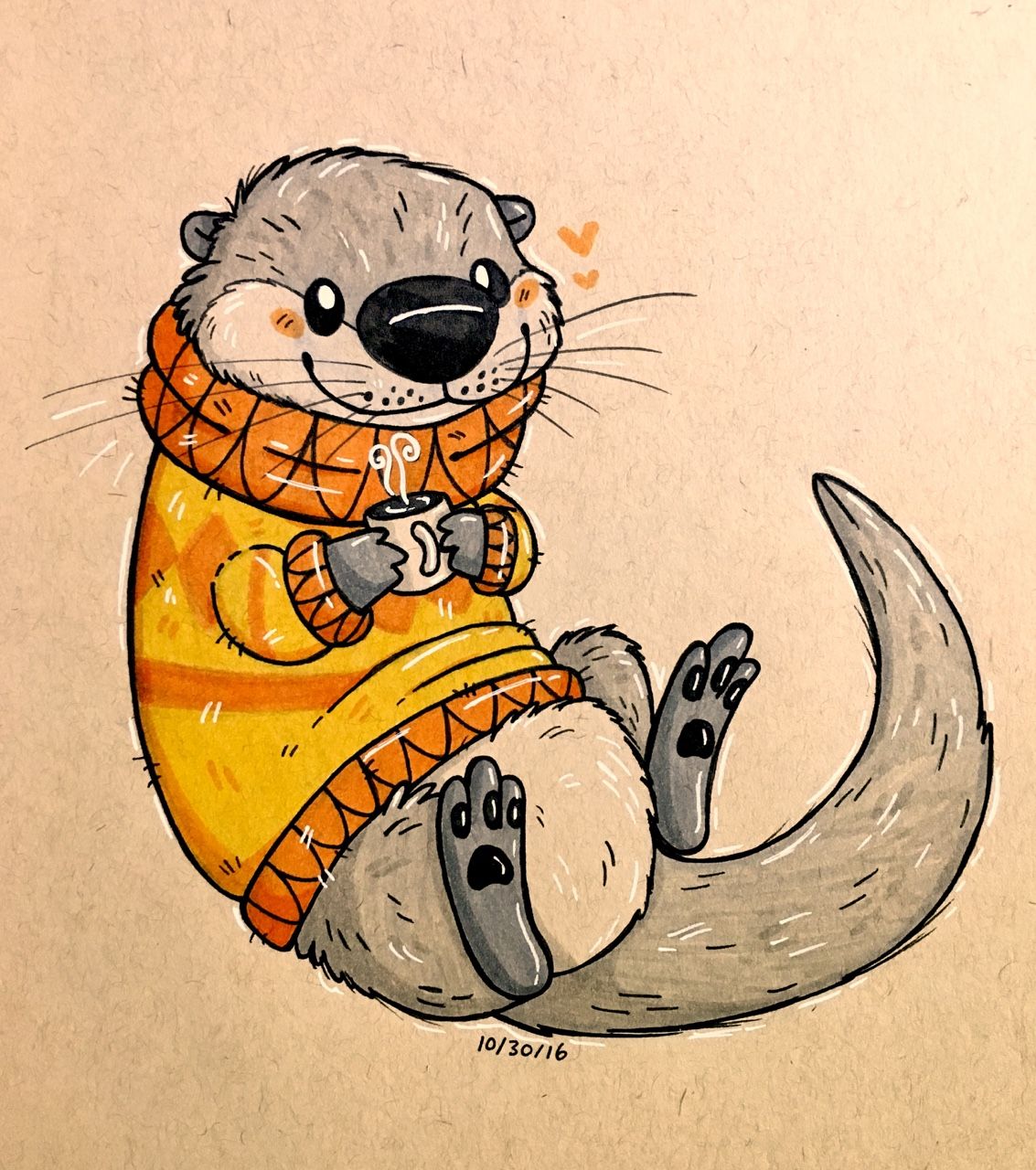 Cute Otter Drawing Hand Drawn
