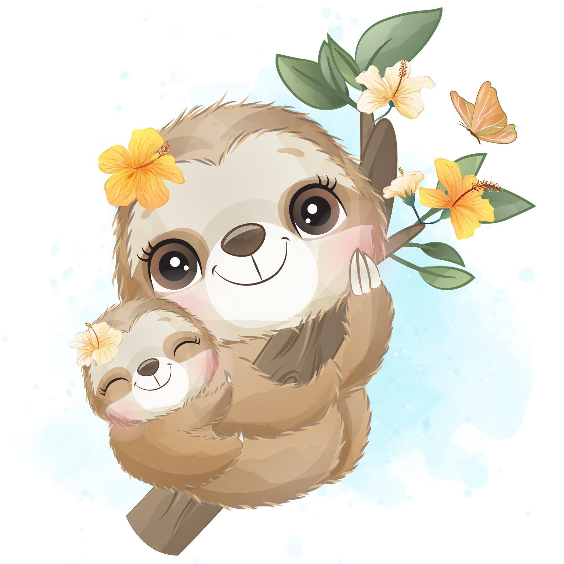 Cute Sloth Drawing Intricate Artwork