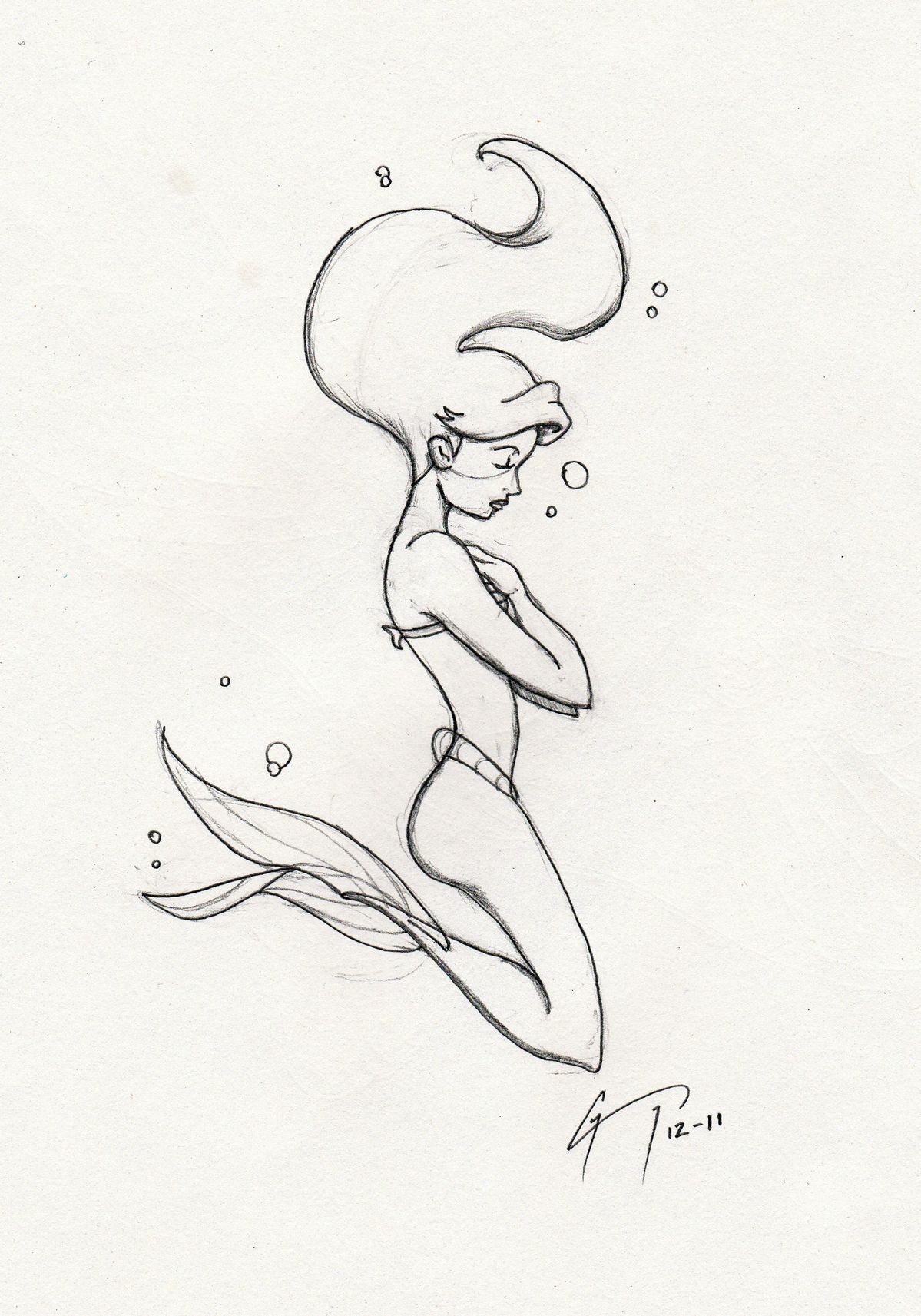 Easy Mermaid Drawing Amazing Sketch