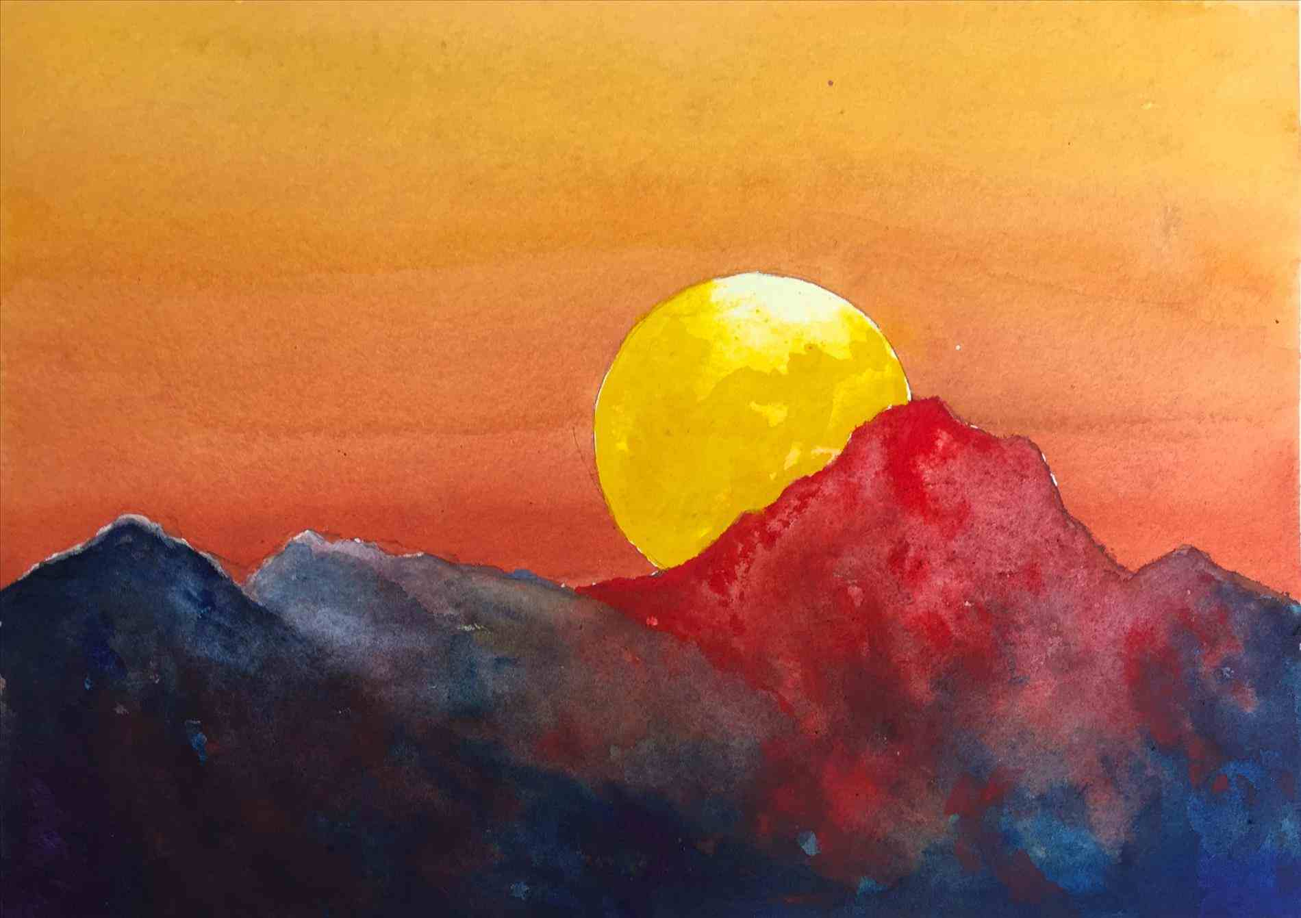 Easy Sunset Drawing Intricate Artwork