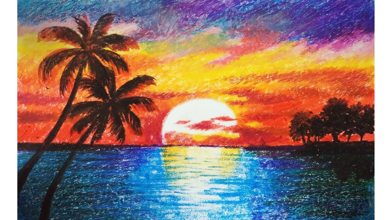 Easy Sunset Drawing Photo