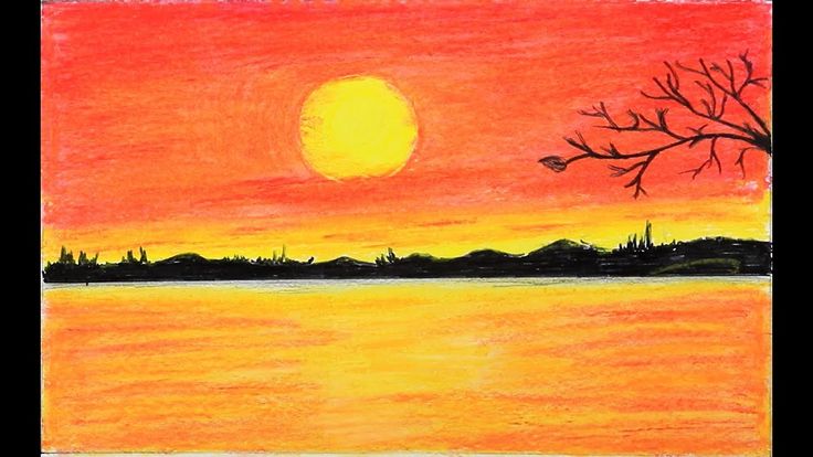 Easy Sunset Drawing Picture